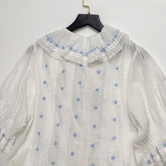 Doen blue embroidered floral shirt - Picture 9 of 9